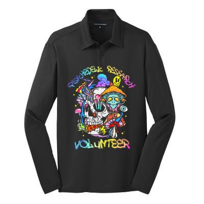 Psychedelic Mushroom Research Volunteer Silk Touch Performance Long Sleeve Polo