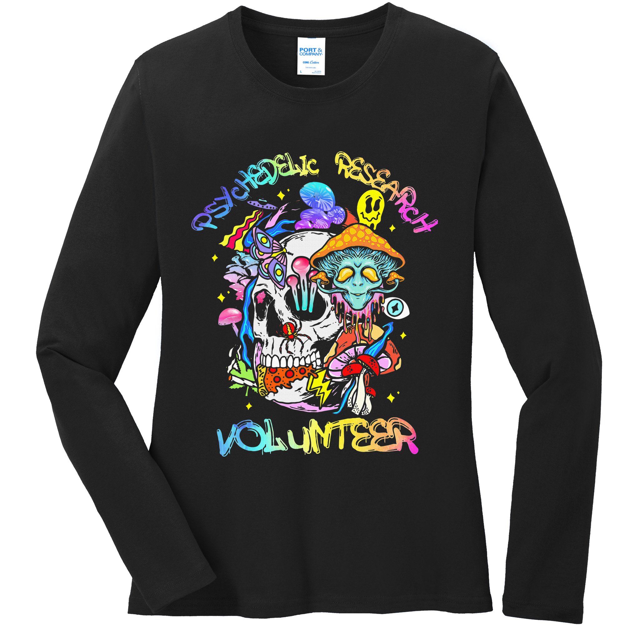 Psychedelic Mushroom Research Volunteer Ladies Long Sleeve Shirt
