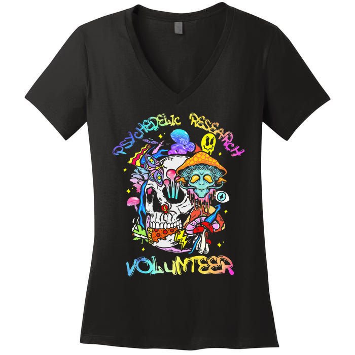 Psychedelic Mushroom Research Volunteer Women's V-Neck T-Shirt