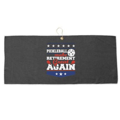 Pickleball Make Retirement Great Again Paddleball Player Large Microfiber Waffle Golf Towel