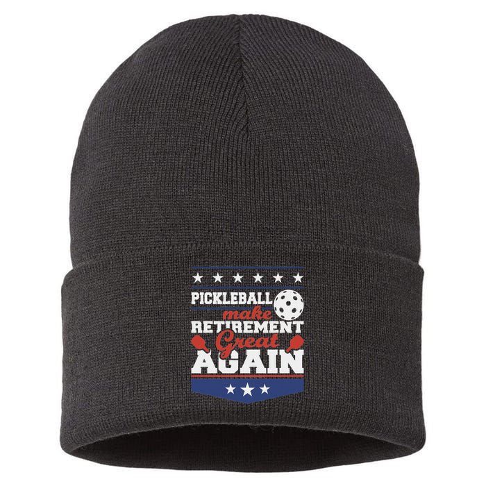 Pickleball Make Retirement Great Again Paddleball Player Sustainable Knit Beanie