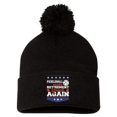 Pickleball Make Retirement Great Again Paddleball Player Pom Pom 12in Knit Beanie