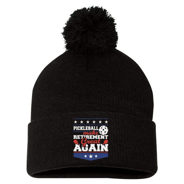 Pickleball Make Retirement Great Again Paddleball Player Pom Pom 12in Knit Beanie