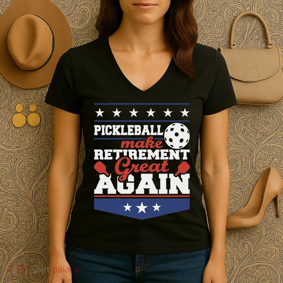Pickleball Make Retirement Great Again Paddleball Player Women's V-Neck T-Shirt