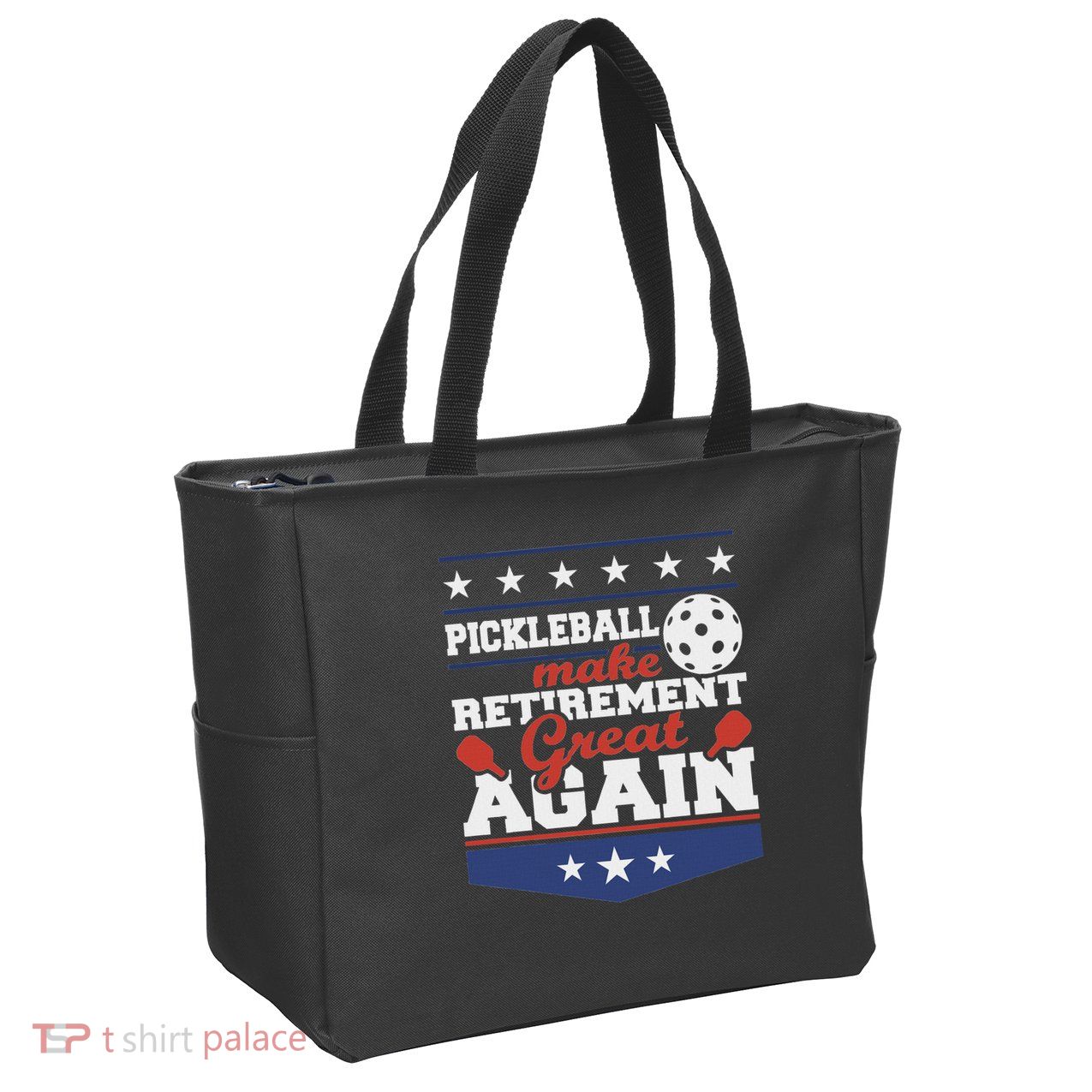 Pickleball Make Retirement Great Again Paddleball Player Zip Tote Bag