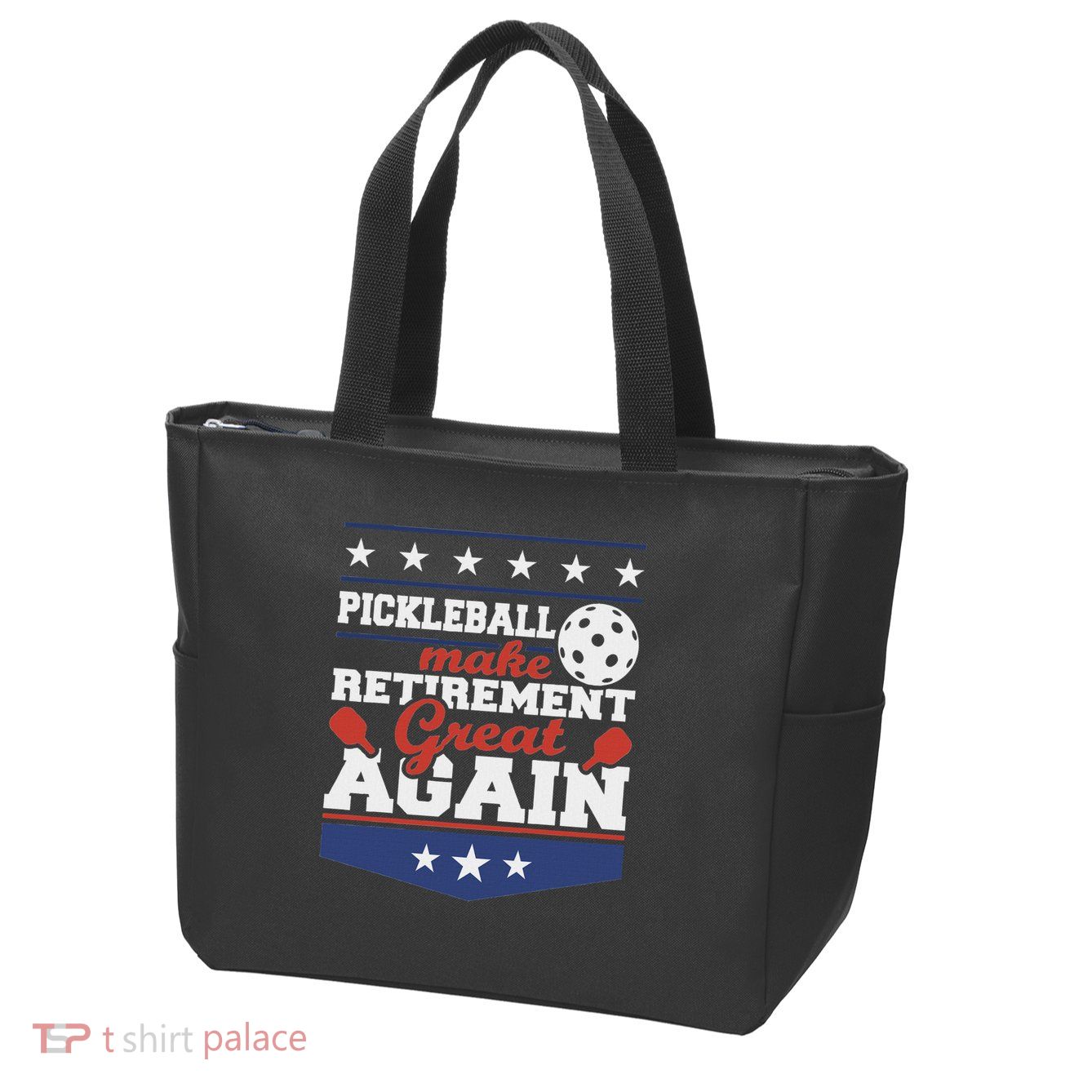 Pickleball Make Retirement Great Again Paddleball Player Zip Tote Bag