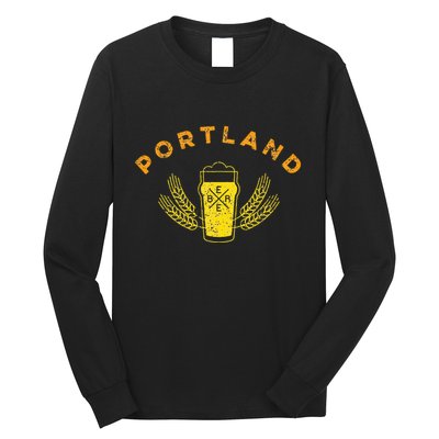Portland Maine Retro Vintage Style Craft Beer Drinkers Long Sleeve Shirt