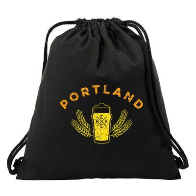 Portland Maine Retro Vintage Style Craft Beer Drinkers Drawstring Bag