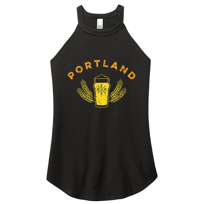 Portland Maine Retro Vintage Style Craft Beer Drinkers Women's Perfect Tri Rocker Tank
