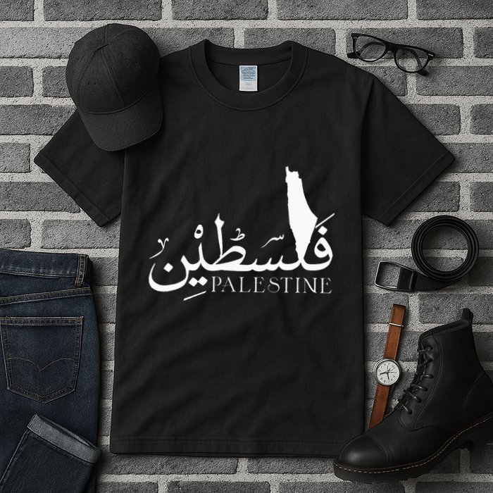 Palestine Map Red Background Baba Palestinian Roots Folklore Tall T-Shirt