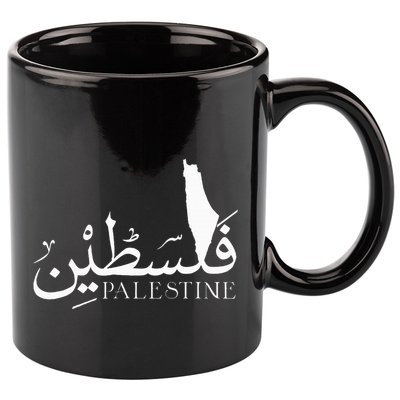 Palestine Map Red Background Baba Palestinian Roots Folklore 11oz C Handle Ceramic Mug