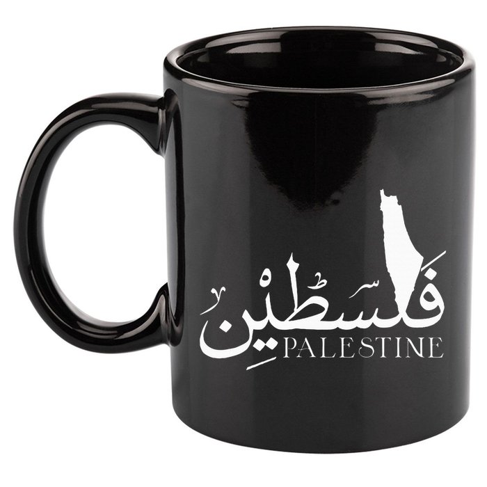 Palestine Map Red Background Baba Palestinian Roots Folklore 11oz C Handle Ceramic Mug
