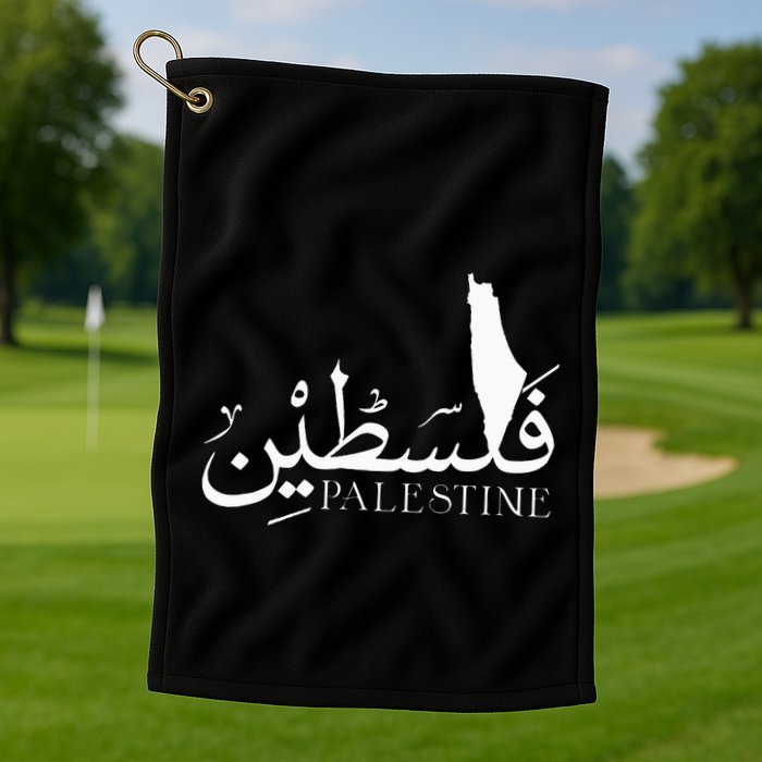 Palestine Map Red Background Baba Palestinian Roots Folklore Golf Towel