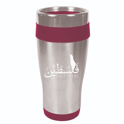 Palestine Map Red Background Baba Palestinian Roots Folklore 16oz Travel Tumbler