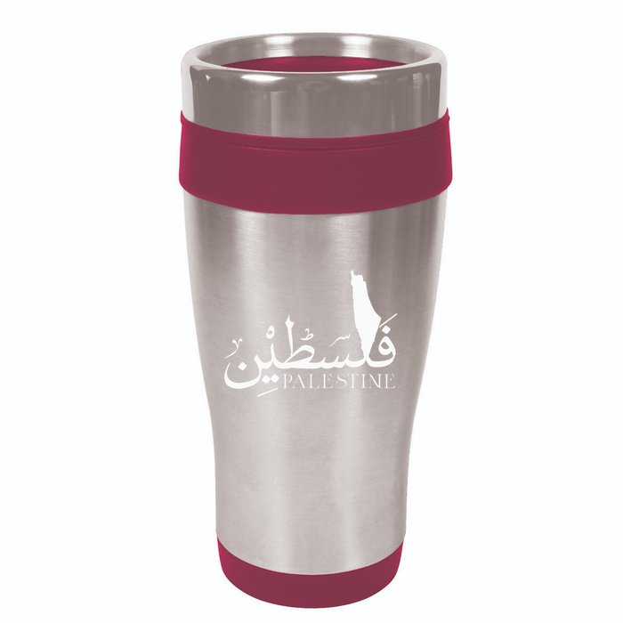 Palestine Map Red Background Baba Palestinian Roots Folklore 16oz Travel Tumbler