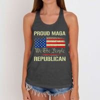 Proud MAGA Republican Flag| Anti Donkey Pox Disease 2024 Women's Knotted Racerback Tank