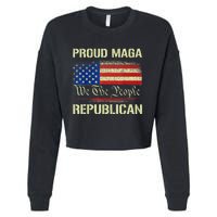 Proud MAGA Republican Flag| Anti Donkey Pox Disease 2024 Cropped Pullover Crew