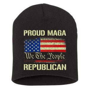 Proud MAGA Republican Flag| Anti Donkey Pox Disease 2024 Short Acrylic Beanie