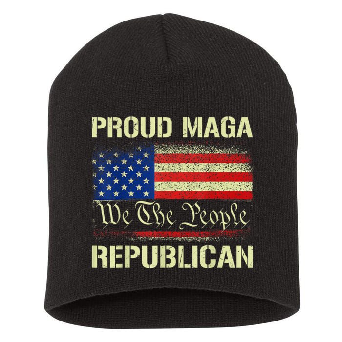 Proud MAGA Republican Flag| Anti Donkey Pox Disease 2024 Short Acrylic Beanie