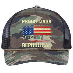 Proud MAGA Republican Flag| Anti Donkey Pox Disease 2024 Retro Rope Trucker Hat Cap