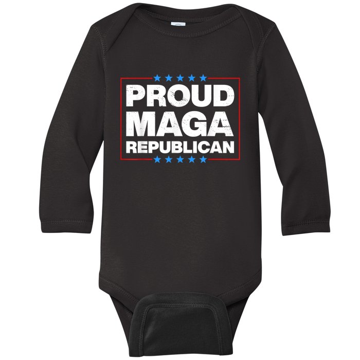 Proud MAGA Republican F Around And Find Out Anti Donkey Pox Baby Long Sleeve Bodysuit