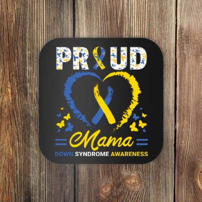 Proud Mama Ribbon Gift For Down Syndrome Awareness Coaster