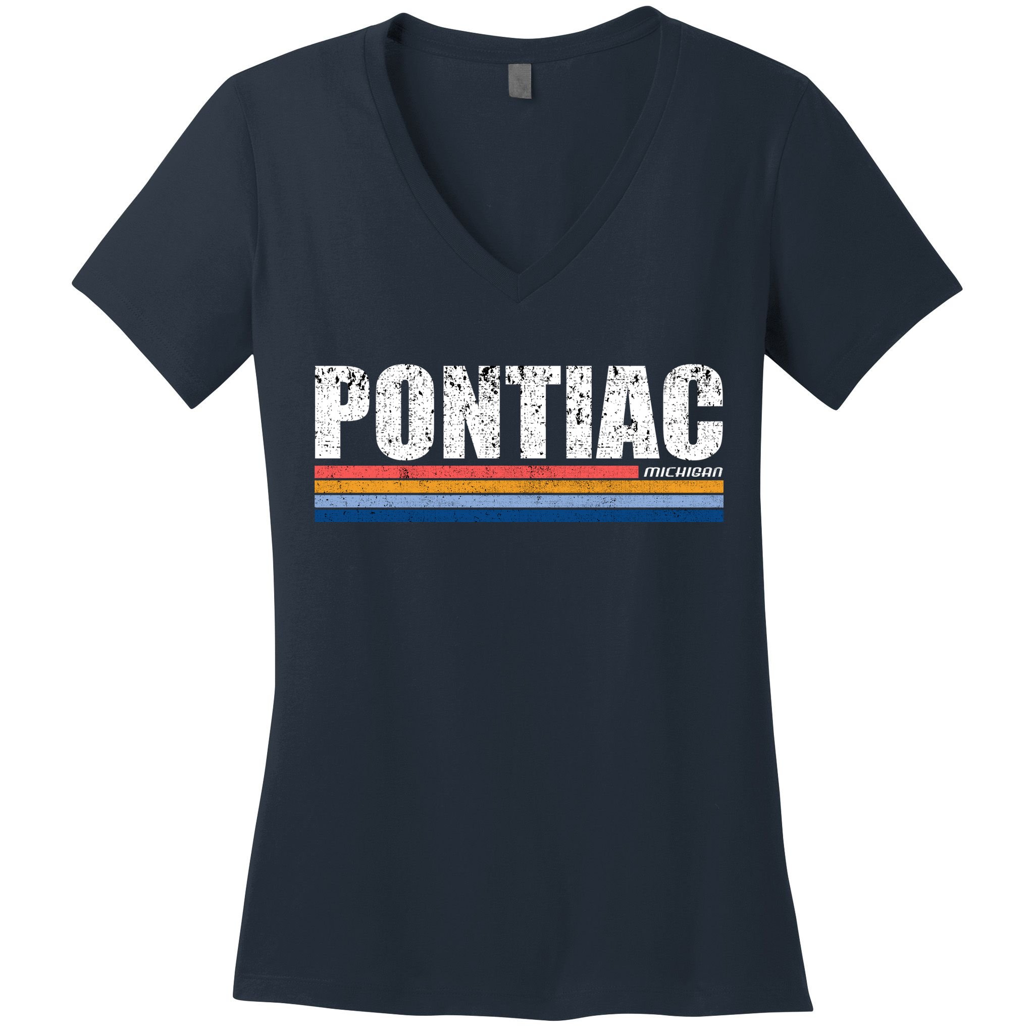Pontiac Michigan Retro Women's V-Neck T-Shirt