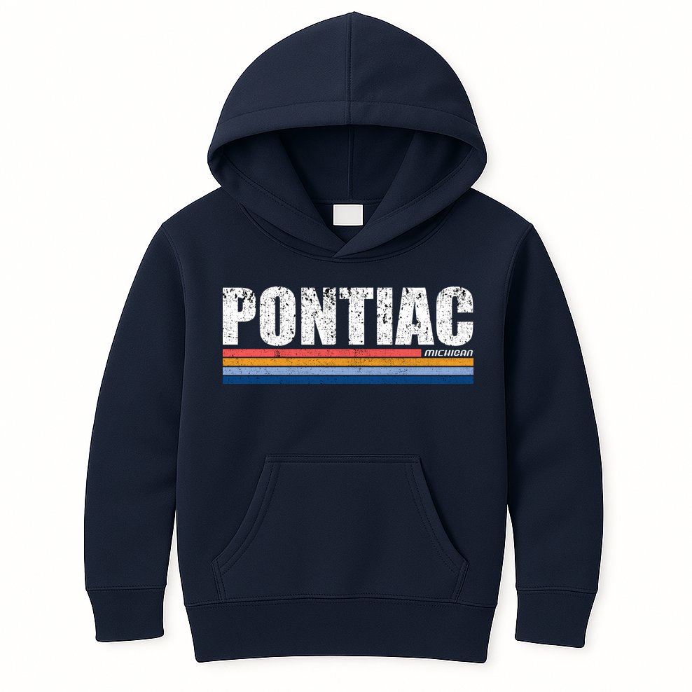 Pontiac Michigan Retro Kids Hoodie