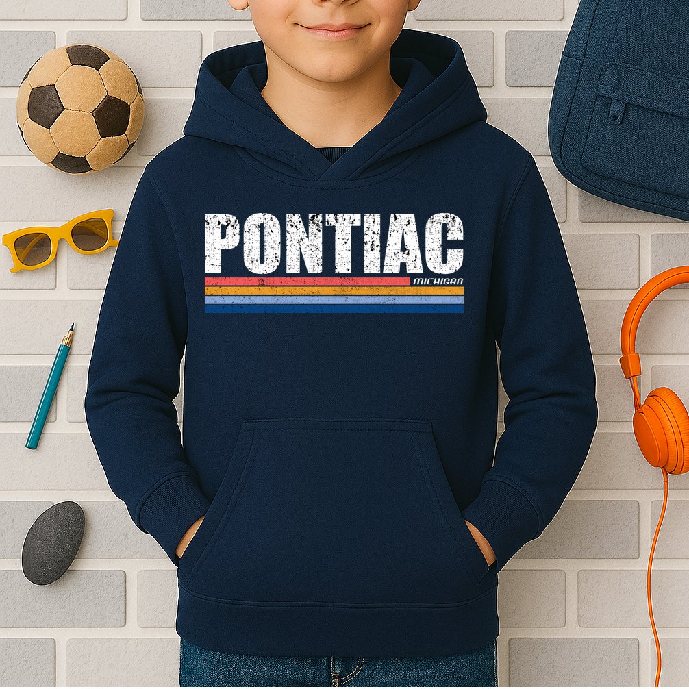 Pontiac Michigan Retro Kids Hoodie