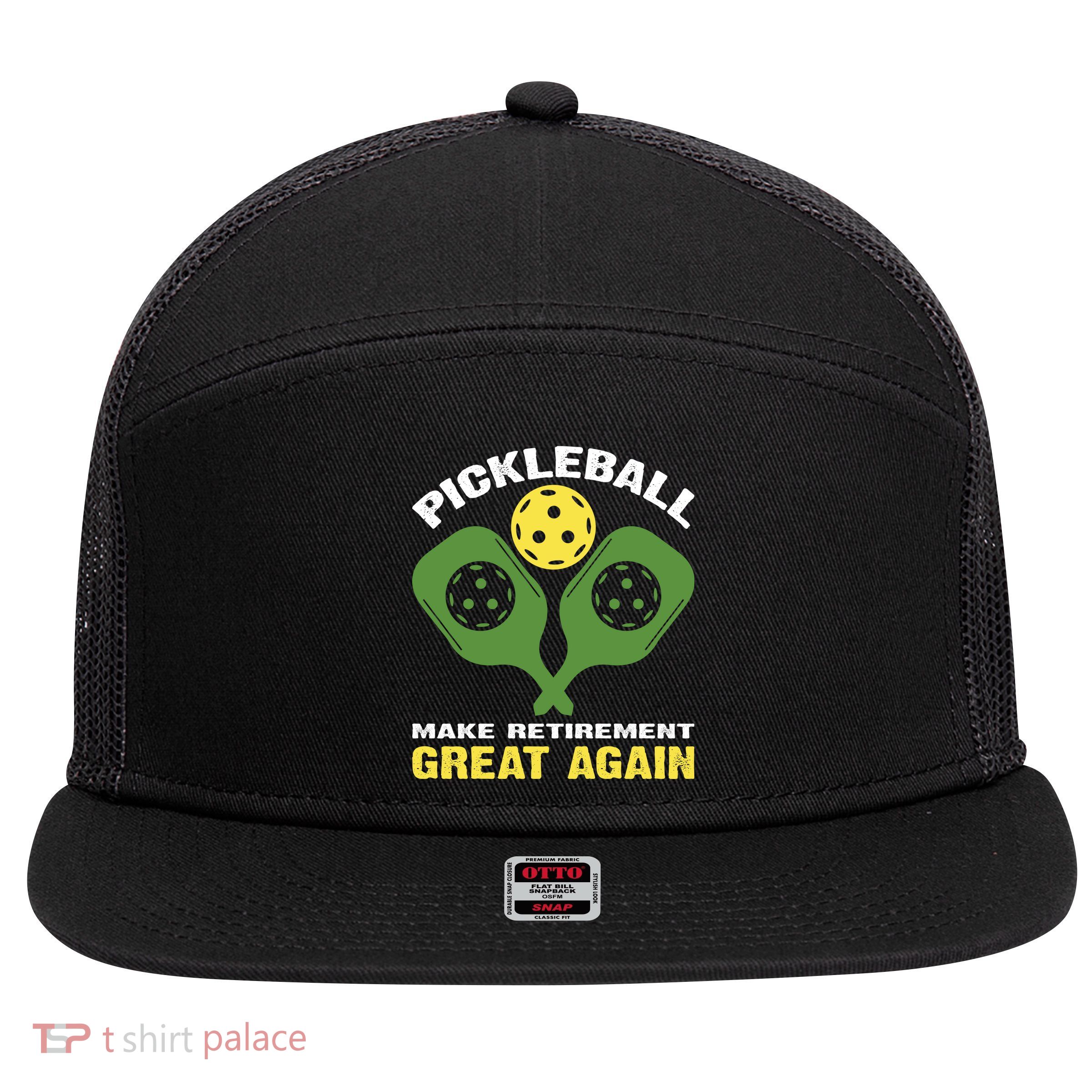Pickleball Make Retirement Great Again Gift Pickleball Paddles 7 Panel Mesh Trucker Snapback Hat