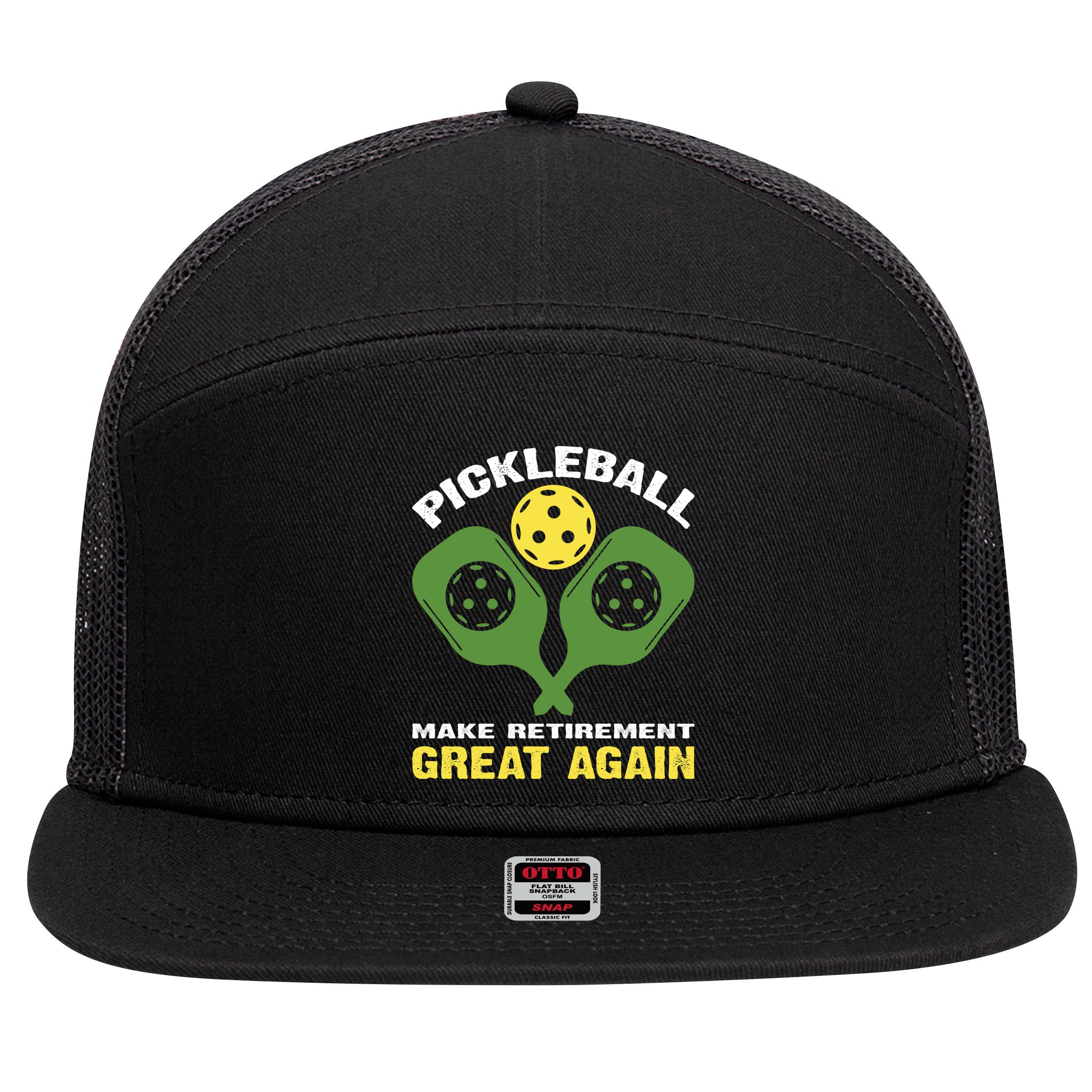 Pickleball Make Retirement Great Again Gift Pickleball Paddles 7 Panel Mesh Trucker Snapback Hat