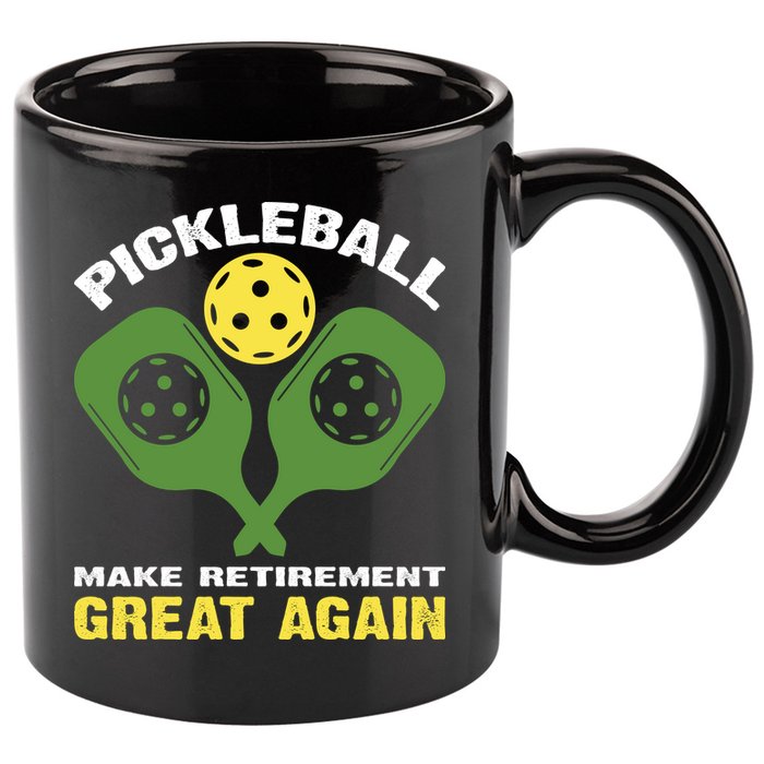 Pickleball Make Retirement Great Again Gift Pickleball Paddles 11oz C Handle Ceramic Mug