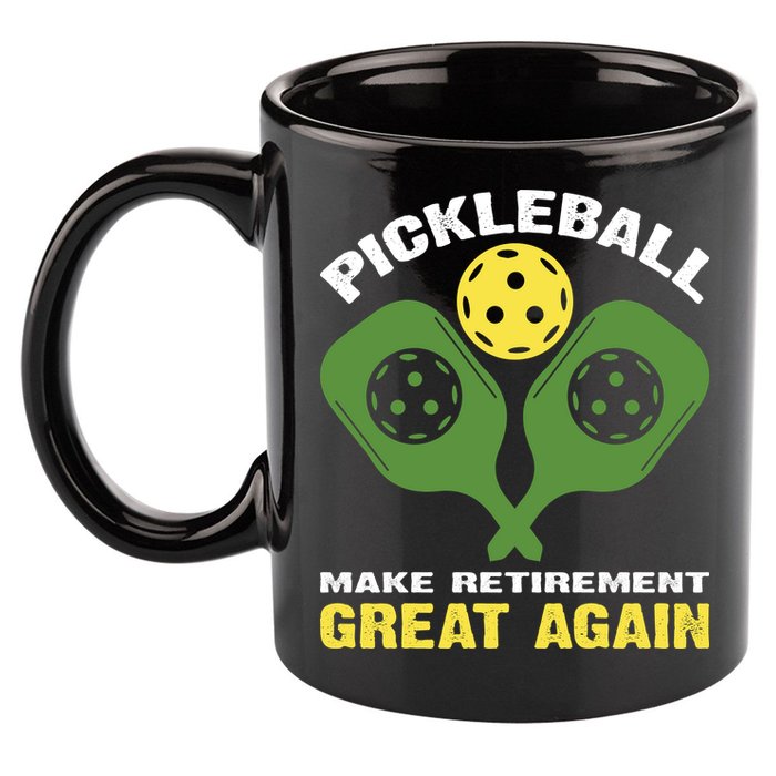 Pickleball Make Retirement Great Again Gift Pickleball Paddles 11oz C Handle Ceramic Mug