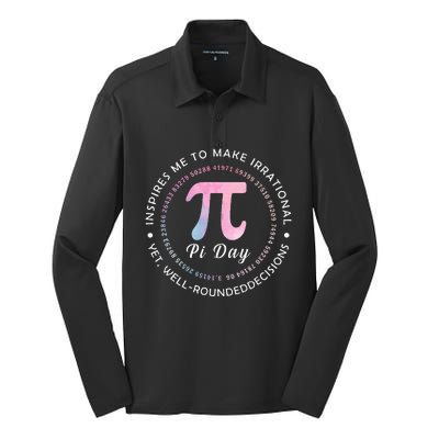 Pi Math Science Teacher 3.14 Funny Pi Day Lovers Silk Touch Performance Long Sleeve Polo