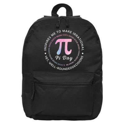 Pi Math Science Teacher 3.14 Funny Pi Day Lovers 16 in Basic Backpack