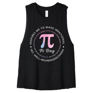 Pi Math Science Teacher 3.14 Funny Pi Day Lovers Women's Racerback Cropped Tank