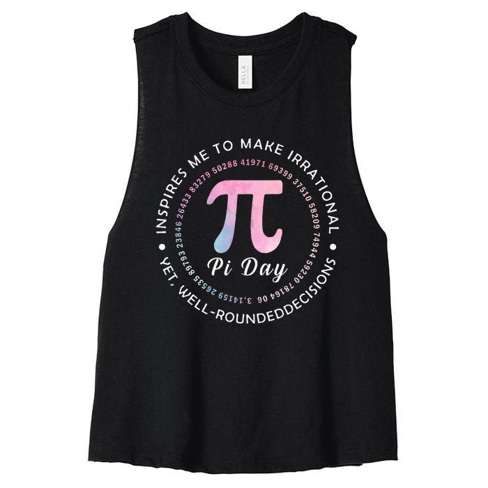 Pi Math Science Teacher 3.14 Funny Pi Day Lovers Women's Racerback Cropped Tank