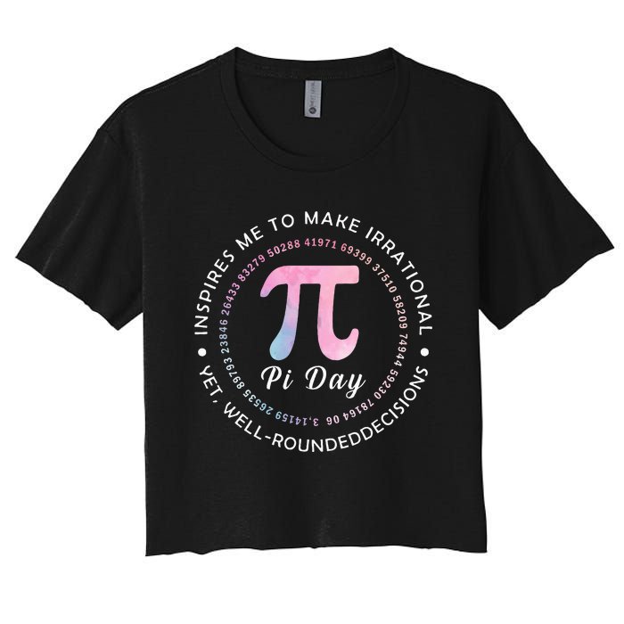 Pi Math Science Teacher 3.14 Funny Pi Day Lovers Women's Crop Top Tee