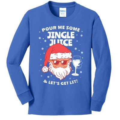 Pour Me Some Jingle Juice And LetS Get Lit Funny Christmas Gift Kids Long Sleeve Shirt