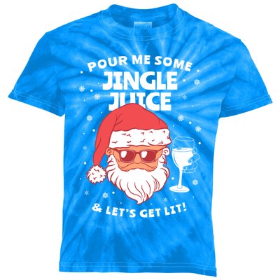 Pour Me Some Jingle Juice And LetS Get Lit Funny Christmas Gift Kids Tie-Dye T-Shirt