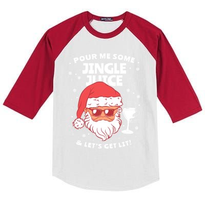 Pour Me Some Jingle Juice And LetS Get Lit Funny Christmas Gift Kids Colorblock Raglan Jersey