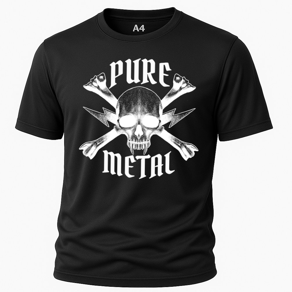 Pure Metal Skull Bone Cooling Performance Crew T-Shirt