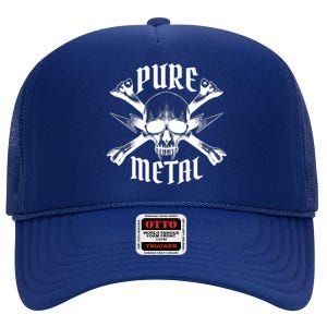 Pure Metal Skull Bone High Crown Mesh Back Trucker Hat