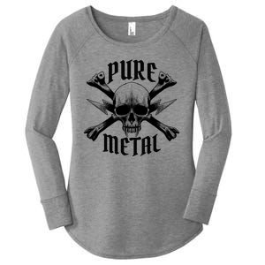 Pure Metal Skull Bone Women's Perfect Tri Tunic Long Sleeve Shirt