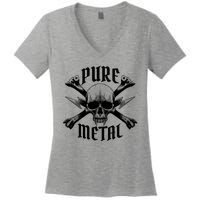 Pure Metal Skull Bone Women's V-Neck T-Shirt