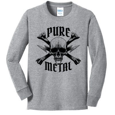 Pure Metal Skull Bone Kids Long Sleeve Shirt