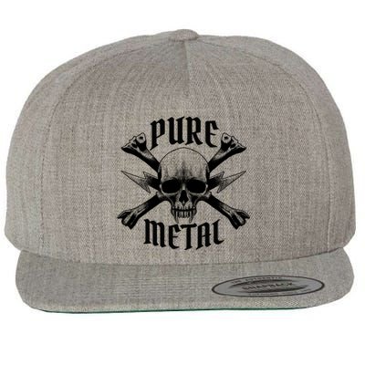 Pure Metal Skull Bone Wool Snapback Cap