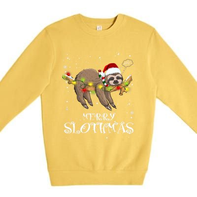 Pretty Merry Slothmas Christmas Pajama For Sloth Gift Premium Crewneck Sweatshirt