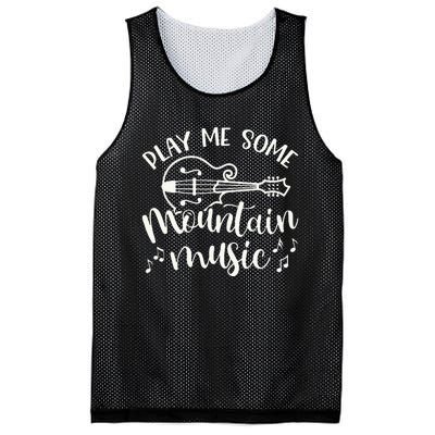 Play Me Some Mountain Music Mandolin Cute Southern Funny Mesh Reversible Basketball Jersey Tank