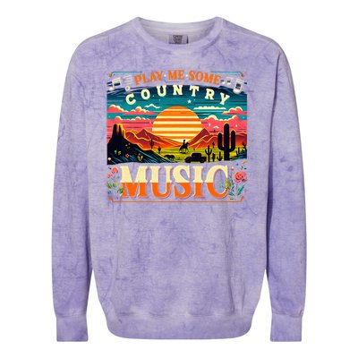 Play Me Some Country Music Vintage Retro Country Music Colorblast Crewneck Sweatshirt